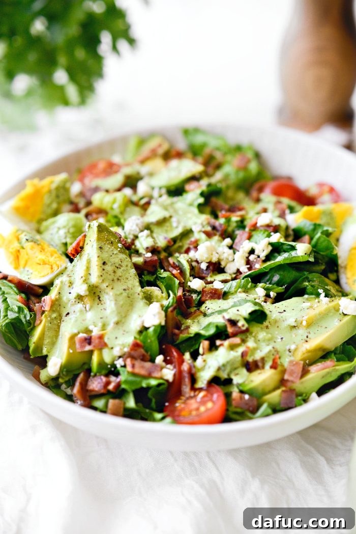 Fresh Greek Yogurt Green Goddess Salad Dressing in a serving bowl