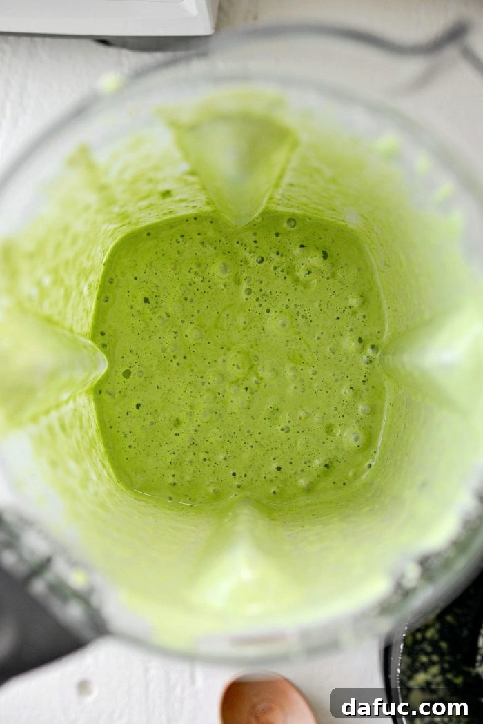 Smooth, vibrant Green Goddess Dressing after blending