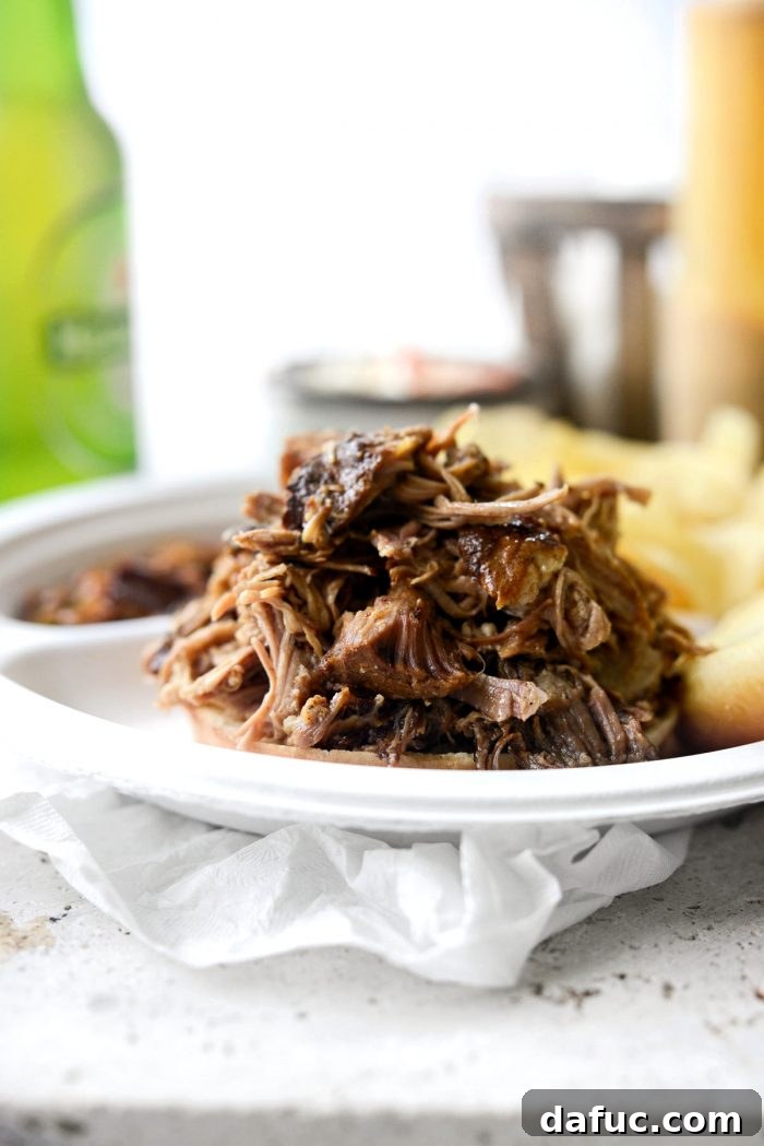 smoked pulled pork on brioche bun.