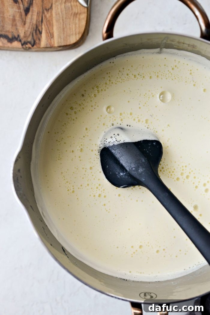 Velvet Vanilla Gelato 15 Heating the gelato base until it thickens to the desired consistency.