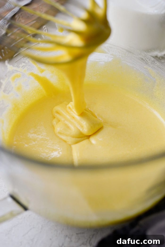 Velvet Vanilla Gelato 7 Close-up of sugary egg yolk ribbons, indicating proper whisking.