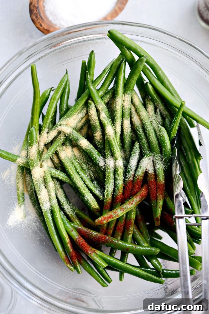 Crispy Air Fryer Green Beans 7 Green beans evenly seasoned with a blend of spices