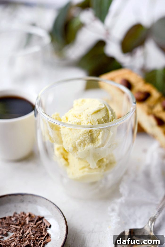 Affogato: Drowning in Delight 5 Homemade vanilla gelato in a delicate glass cup, ready for espresso