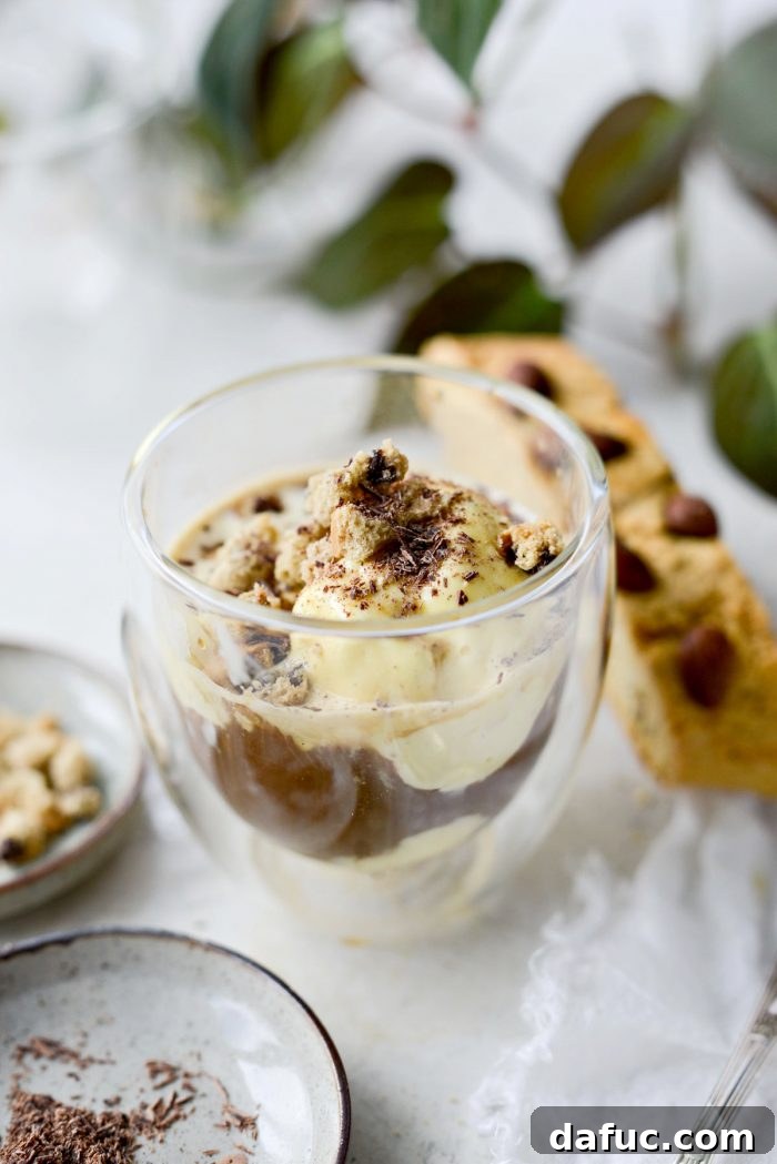 Affogato: Drowning in Delight 7 Garnishing Affogato with crushed biscotti and delicate chocolate shavings