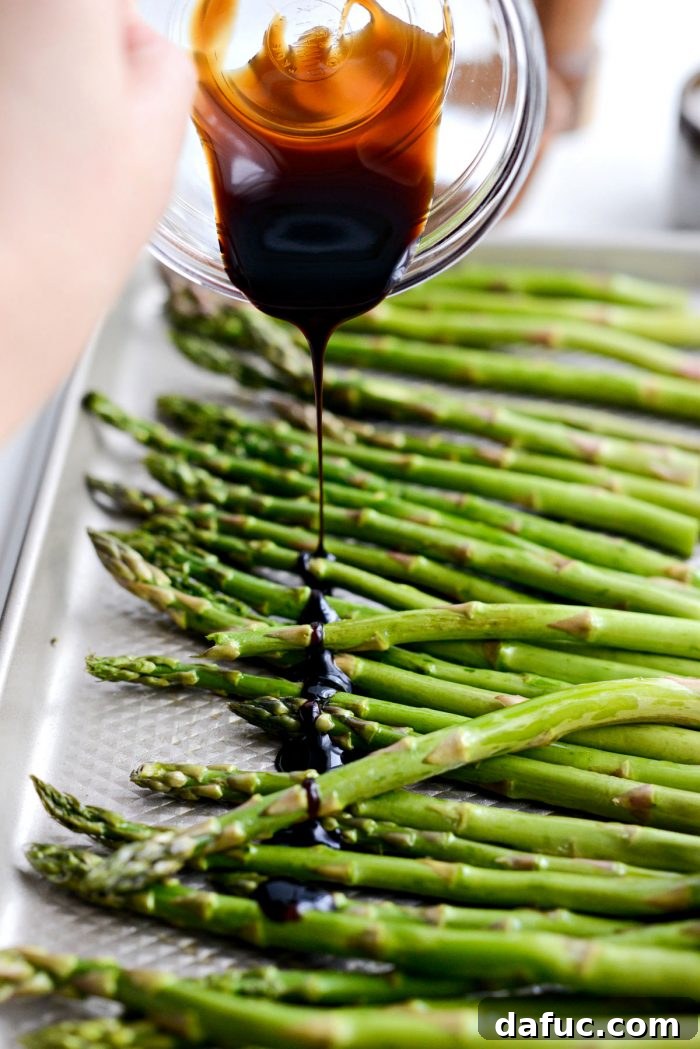Crispy Air Fried Balsamic Asparagus 6 Asparagus drizzled with balsamic glaze