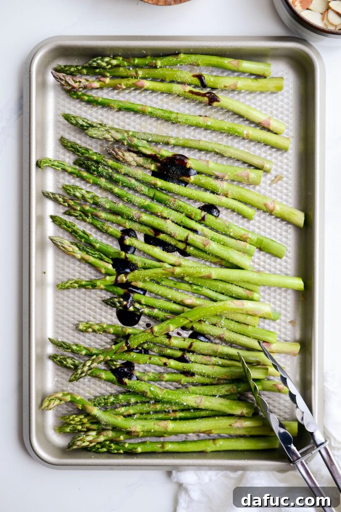 Crispy Air Fried Balsamic Asparagus 7 Asparagus seasoned with garlic powder and kosher salt