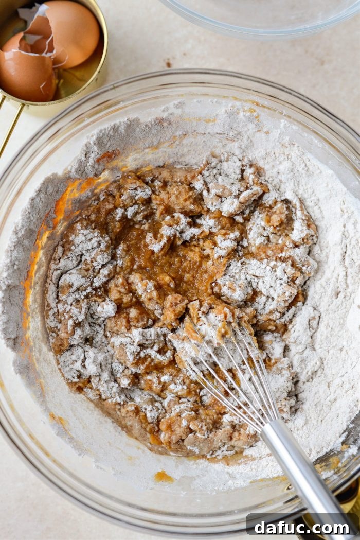 Dry ingredients fully incorporated into the wet batter