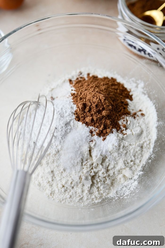 Dry ingredients mixed in a glass bowl