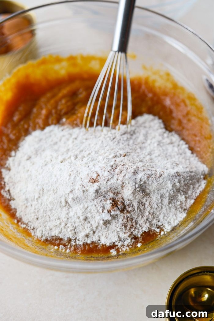 Dry ingredients added to the wet ingredients