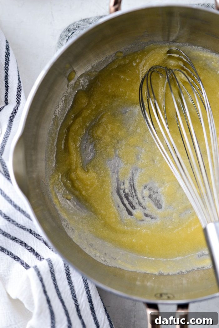 Delicious Gravy, Made in Advance 18 whisk in flour - Whisking Wondra flour into butter