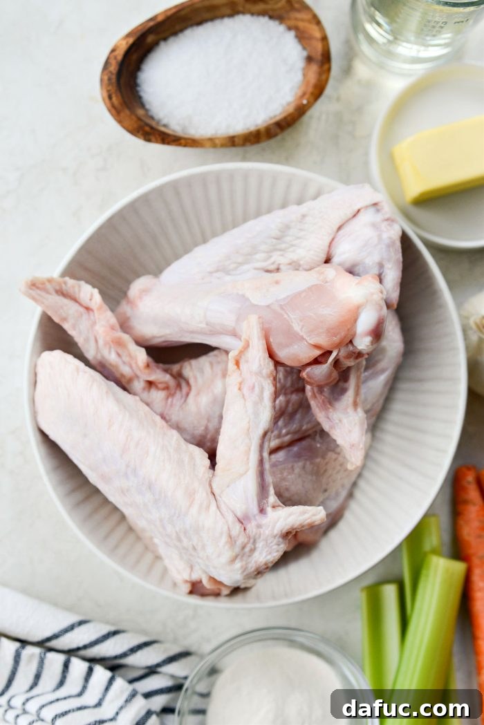 Delicious Gravy, Made in Advance 5 turkey wings - Raw turkey wings ready for roasting
