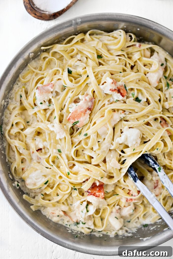 skillet with Garlicky Lobster Fettucine Alfredo