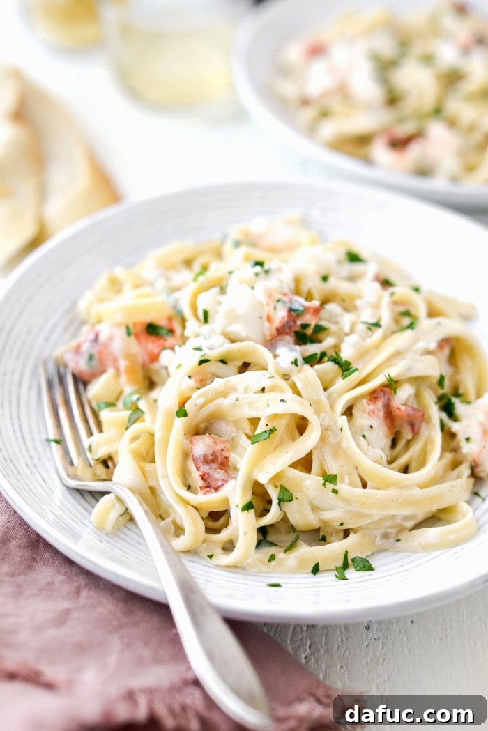 Garlicky Lobster Fettuccine Alfredo from scratch.