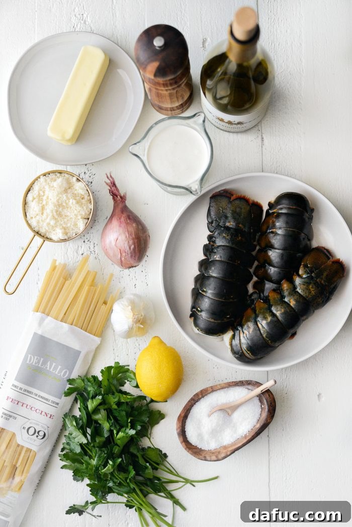 Garlicky Lobster Fettucine Alfredo ingredients