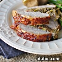 Stuffed Pork Roast with Raspberry Balsamic Glaze