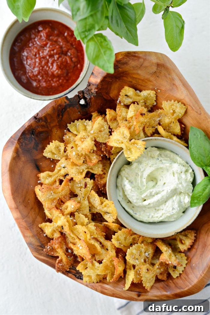 Pesto Sosuyla Çıtır Hava Fritözü Makarna Cipsleri 2 Crispy Air Fryer Pasta Chips with Pesto Dip