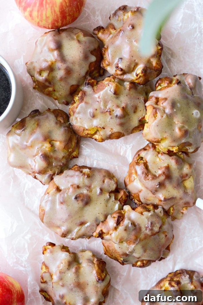 Guilt-Free Air Fryer Apple Fritters 2 Delicious Air Fryer Apple Fritters with brown butter glaze