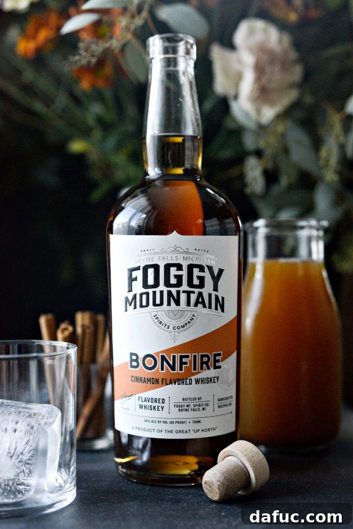 Autumn Ember Cider 5 Bottle of Foggy Mountain Bonfire Whiskey, a key ingredient for the Bonfire Cider