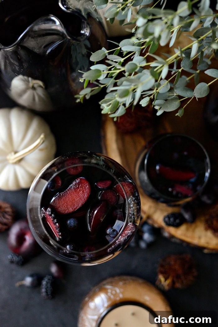 Black Magic Sangria ready to serve for a festive occasion