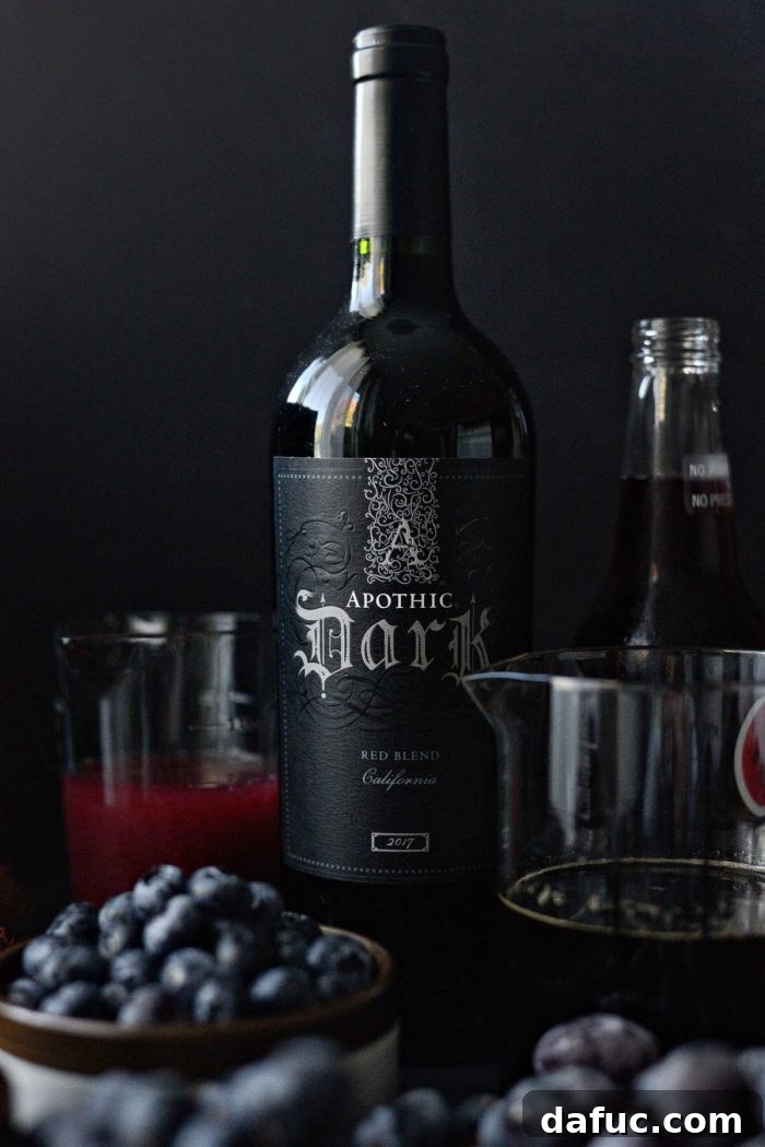 Bottle of Apothic Dark red wine, a key ingredient for Black Magic Sangria