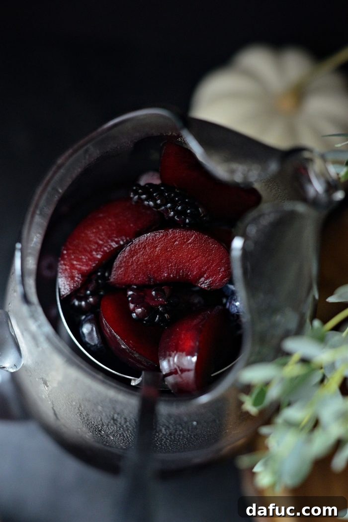 Black Magic Sangria chilling in the refrigerator overnight