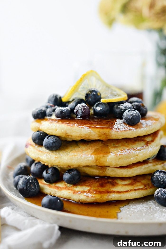 Bright Lemon Blueberry Pancakes 2 Lemon Blueberry Pancakes stack