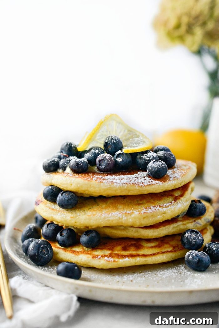 Bright Lemon Blueberry Pancakes 15 Lemon Blueberry Pancakes ready to serve