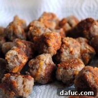 Cheesy Sausage Poppers 3 Sausage Cheese Balls with homemade biscuit mix