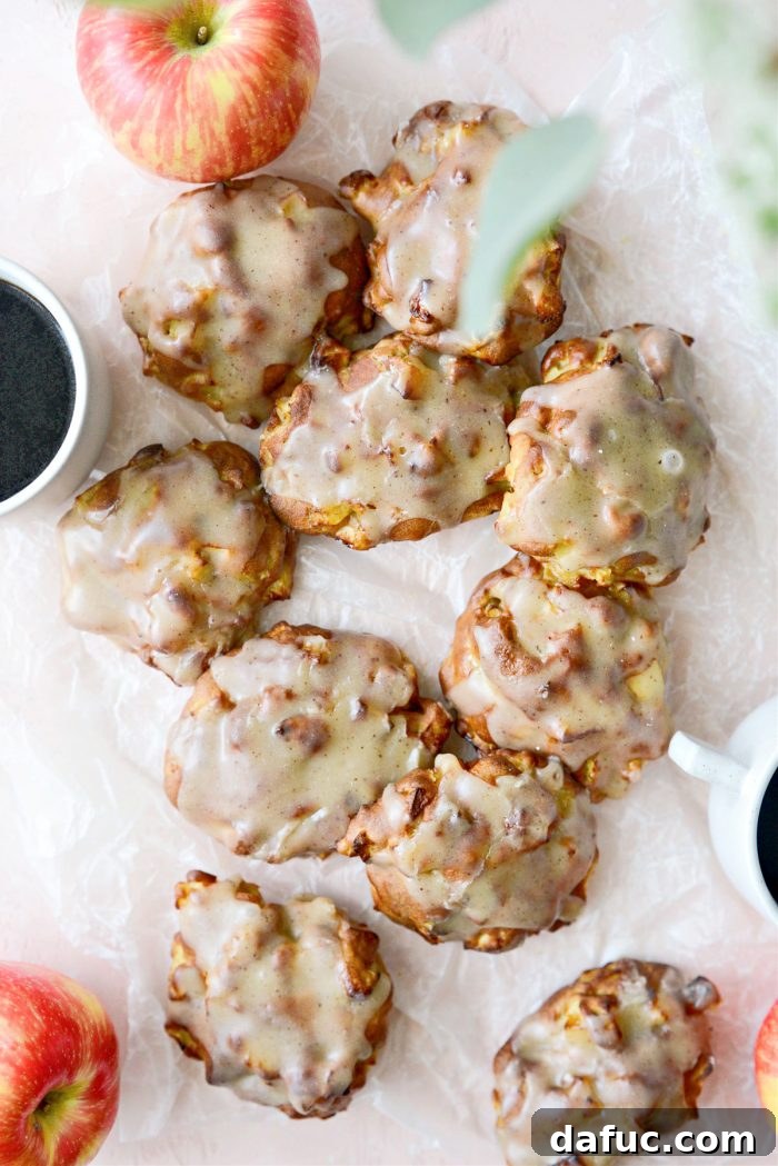 The Story of 2021 19 Golden brown Air Fryer Apple Fritters drizzled with glaze