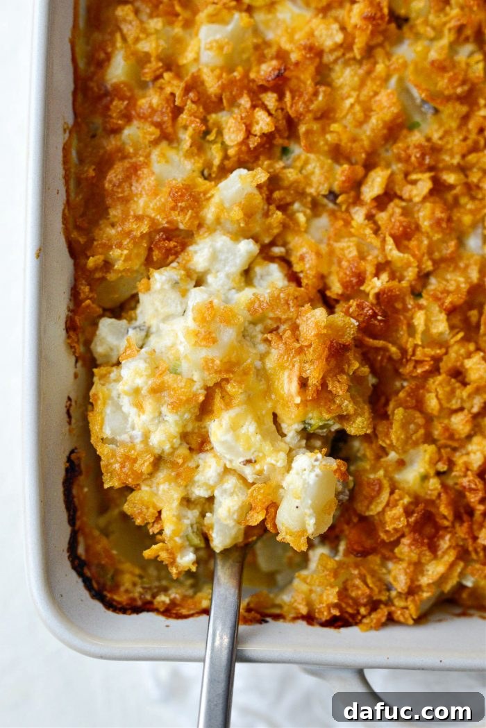 The Story of 2021 24 Creamy Mel's Cheesy Potatoes topped with crunchy cornflakes