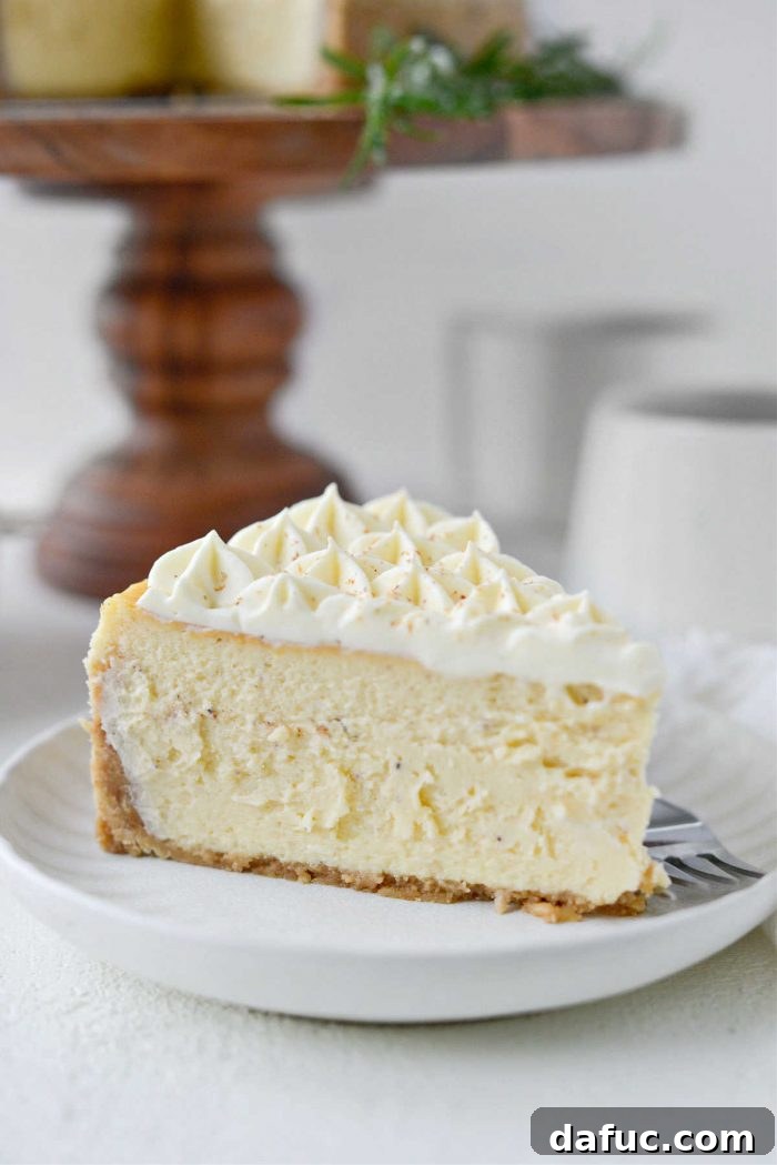 The Story of 2021 27 A festive Eggnog Cheesecake topped with whipped cream and nutmeg