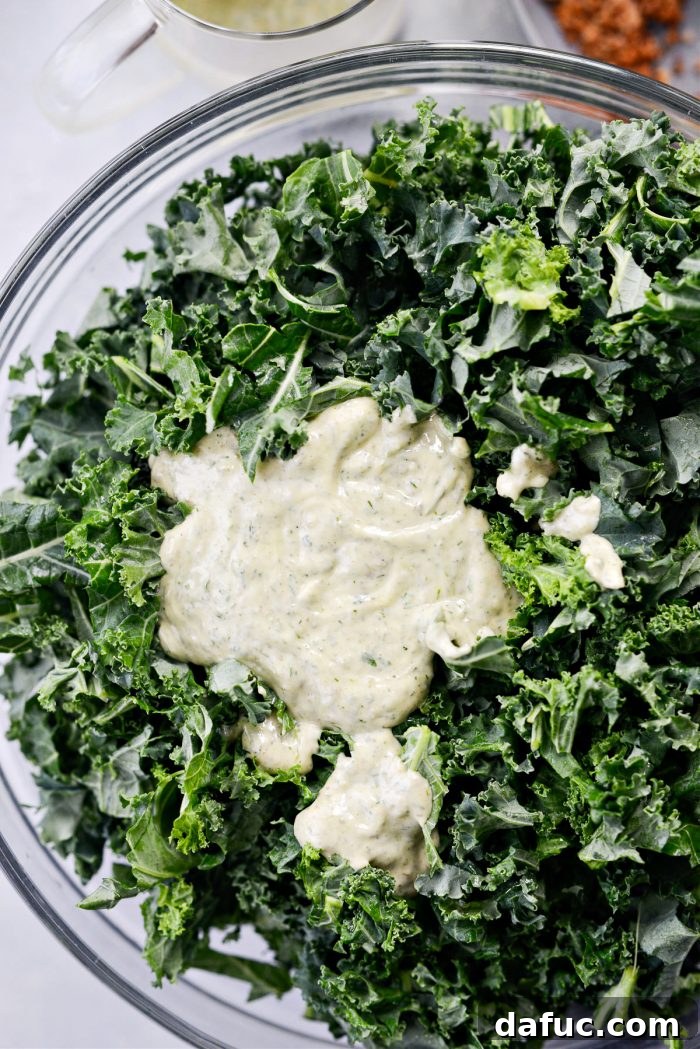 Zesty Caper Kale Delight 15 add dressing to kale