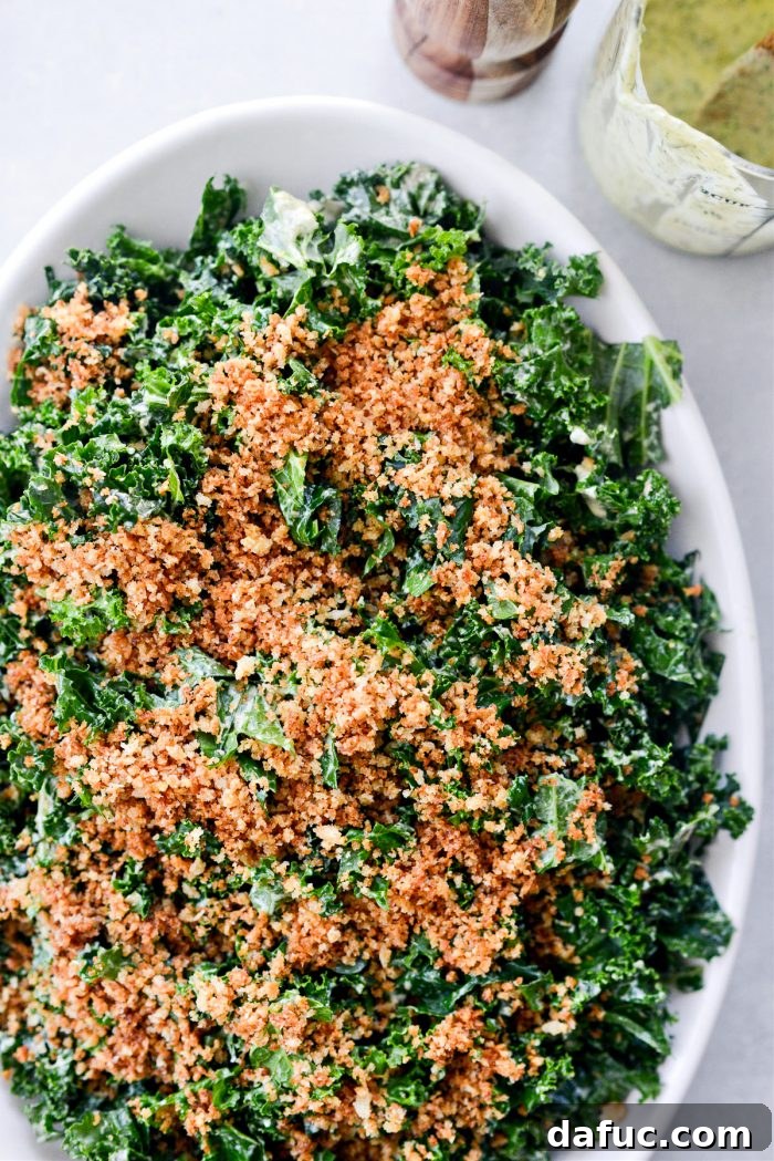 Zesty Caper Kale Delight 18 sprinkle with garlicky panko