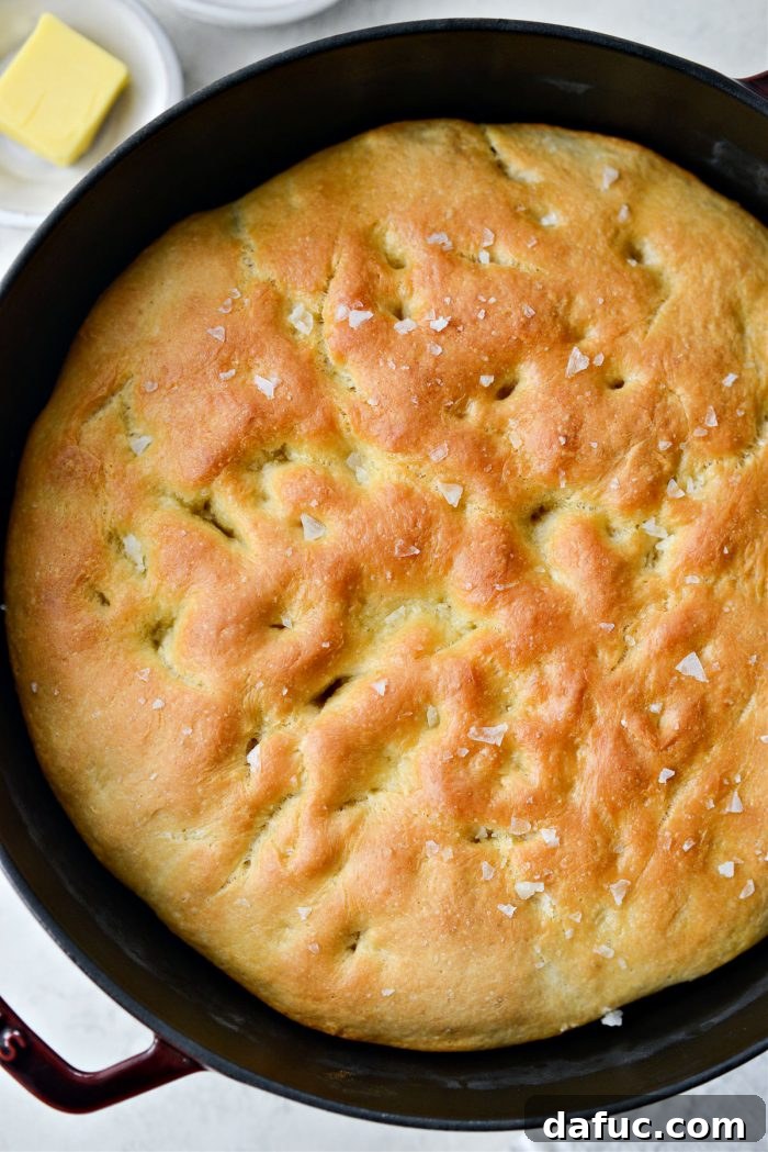 Homemade Focaccia baking in the oven.