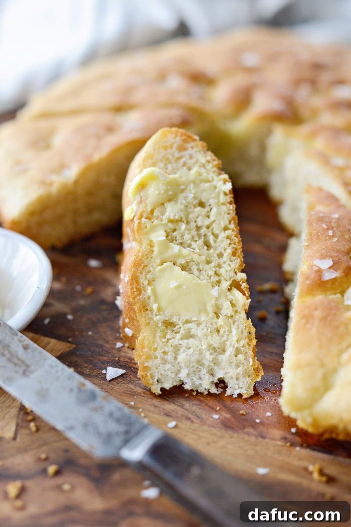 Another view of freshly baked Homemade Focaccia.