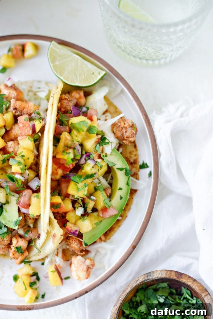 Sunshine Shrimp Tacos 14 Close-up of a single Summer Shrimp Taco