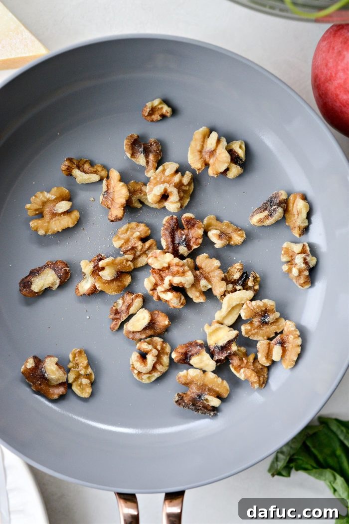 Toasting walnuts in a skillet