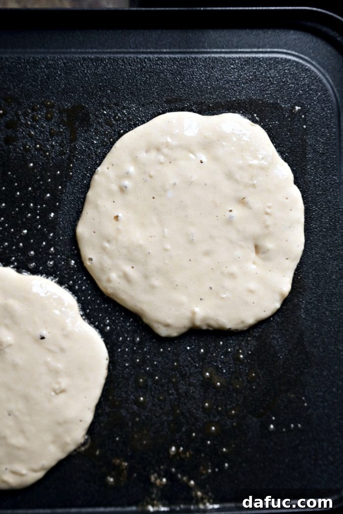 pour batter onto griddle