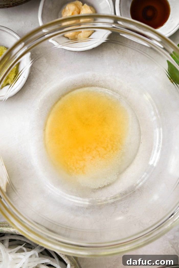 water, rice vinegar, honey and salt