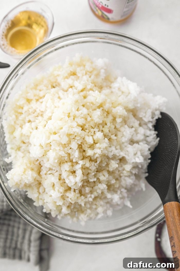 toss with steamed riced cauliflower