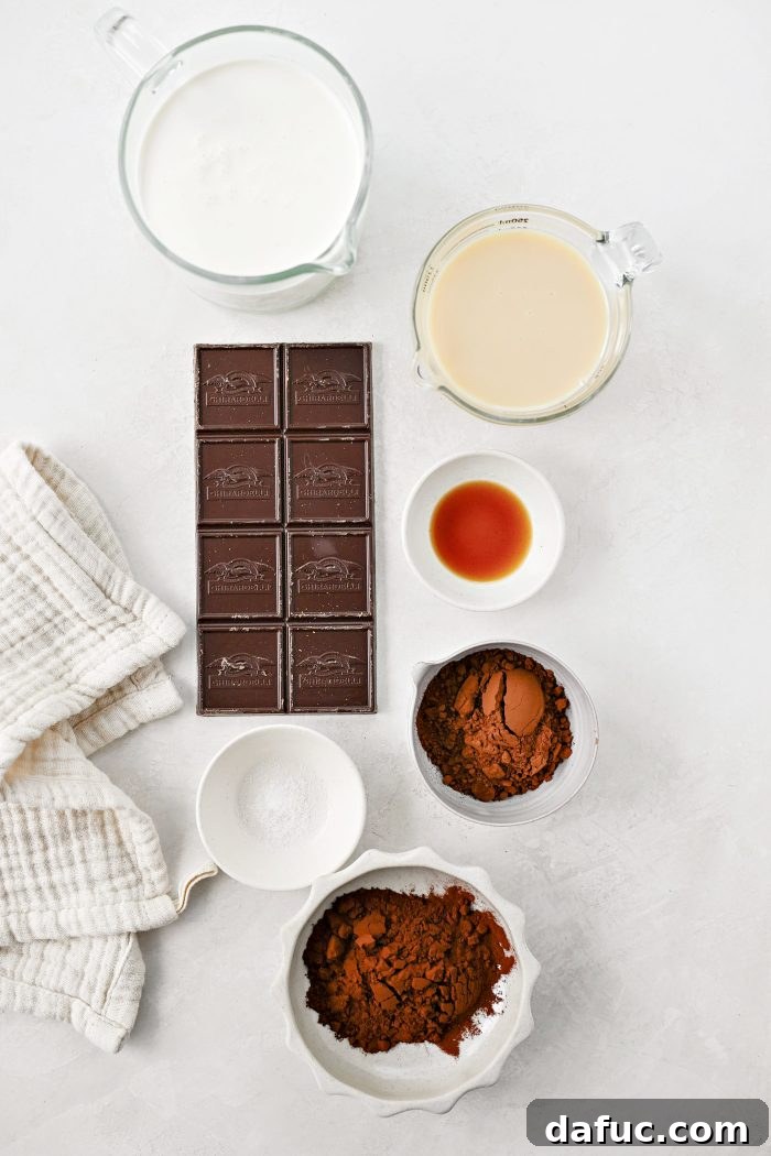 ingredients for No Churn Chocolate Ice Cream