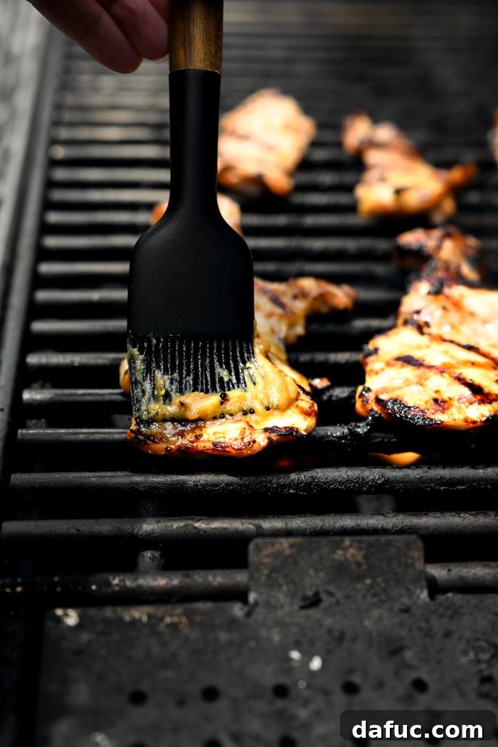 Grilled Chicken with Miso Glaze 12 brush reserved glaze on grilled chicken