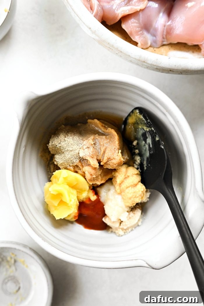 Grilled Chicken with Miso Glaze 5 miso glaze ingredients in bowl