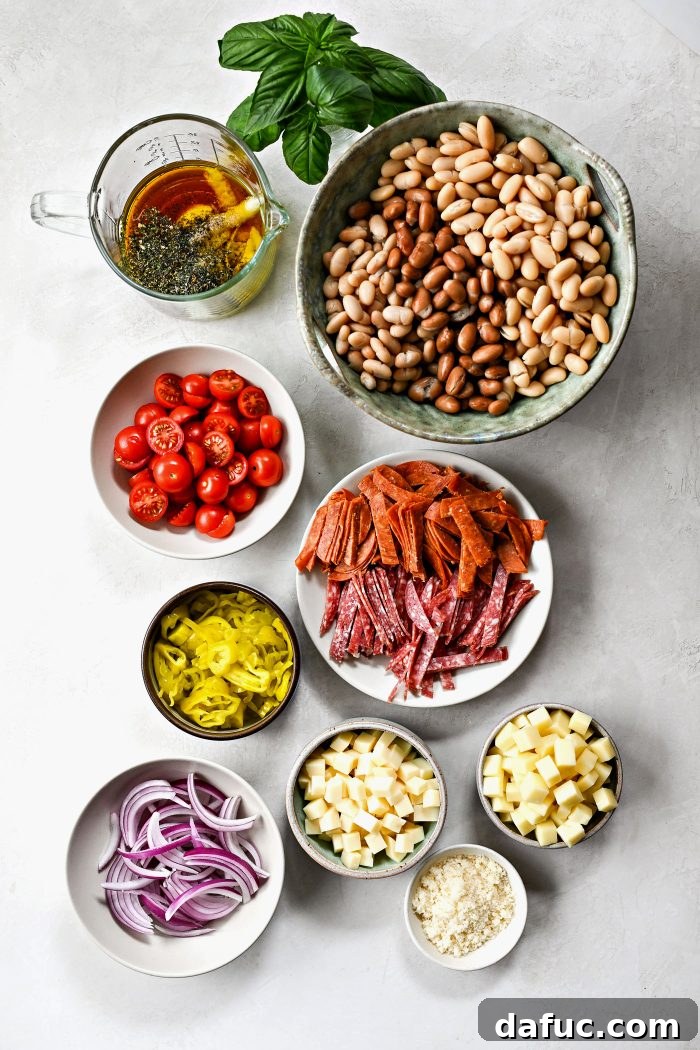 Ingredients for Italian Grinder Dense Bean Salad