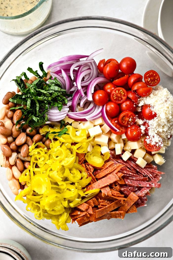 salad ingredients in a large bowl